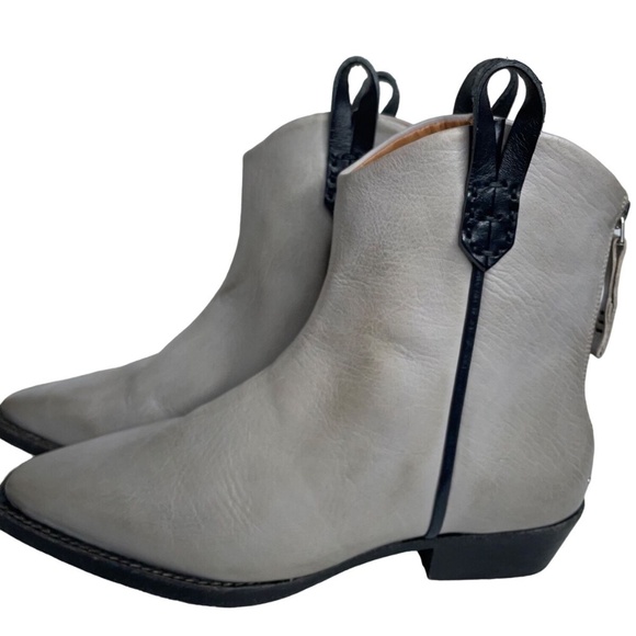 Free People Wesley Ankle Boots Gray Black Leather - Picture 4 of 6